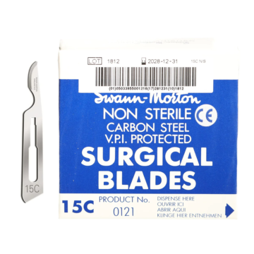 Swann Morton M0121 No.15 Non-Sterile Carbon Steel Scalpel Blades (100pcs/box)
